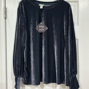 Ava & Viv Midnight Velvet Long Sleeve Top